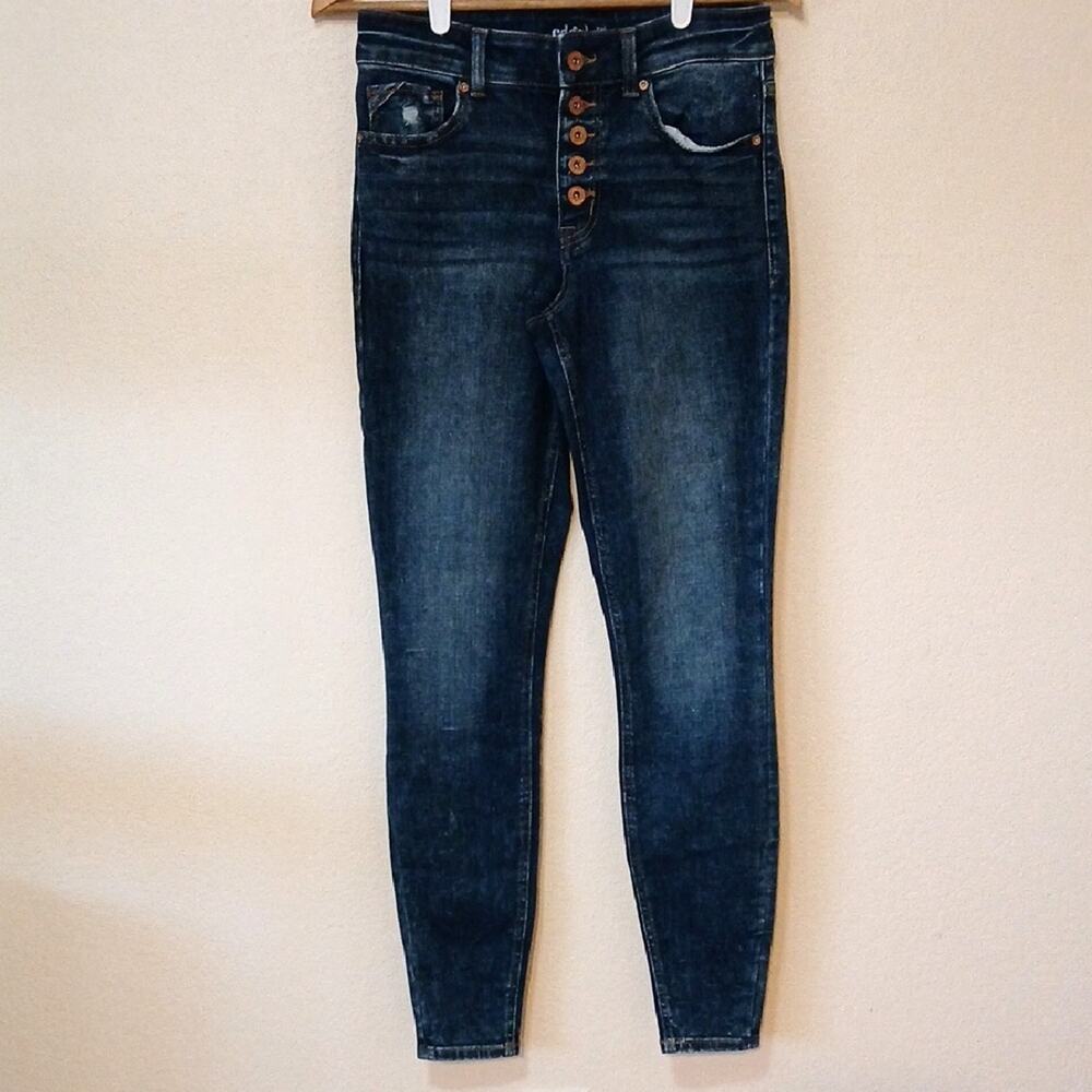 Edgely Women's Super Skinny High Rise Button Fly Jean 4 Long